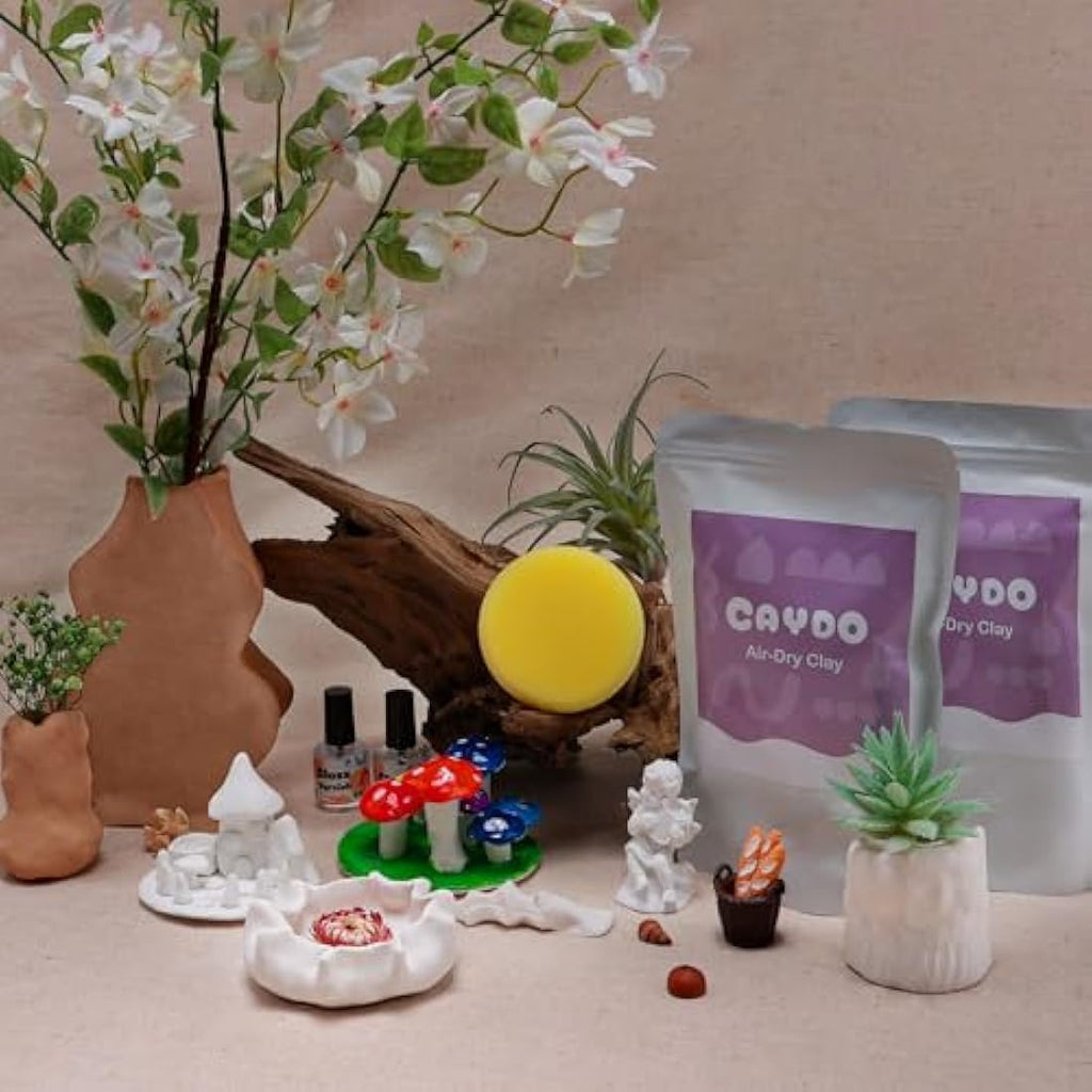 Caydo 2KG Air Dry Clay Pottery Kit for Beginners - DIY Ceramic Set