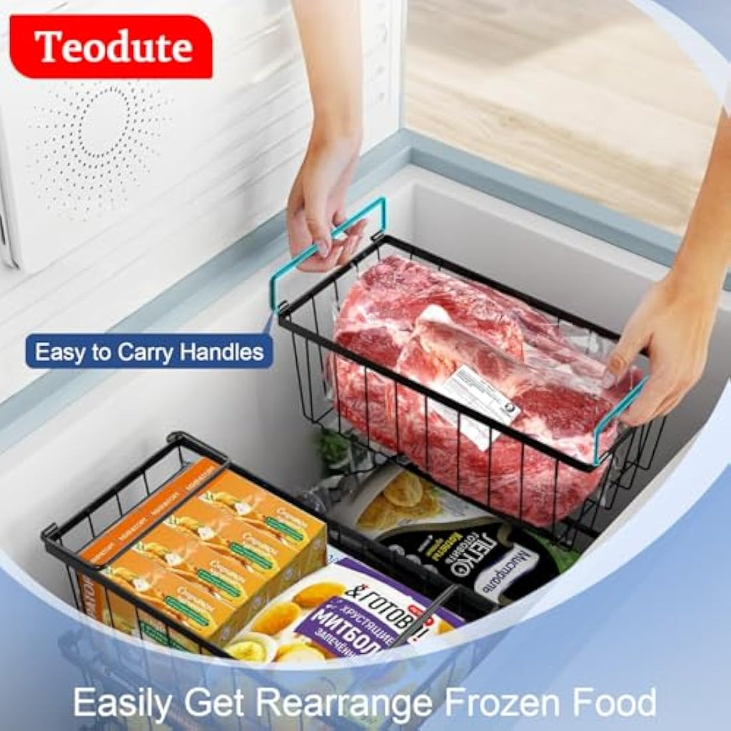 Teodute 4 Pack Chest Freezer Baskets – Stackable Wire Organizer Bins