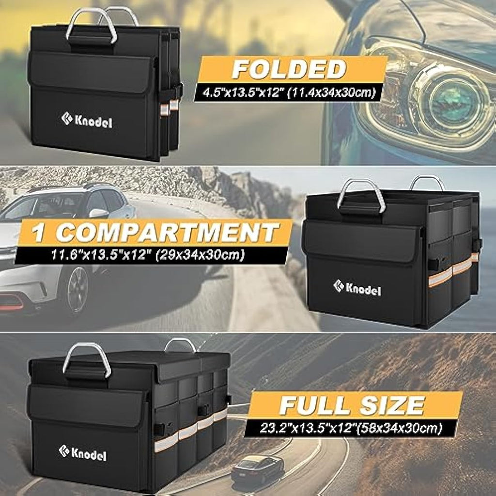 Knodel Car Boot Organiser | Heavy Duty 1680D Oxford Storage - Black