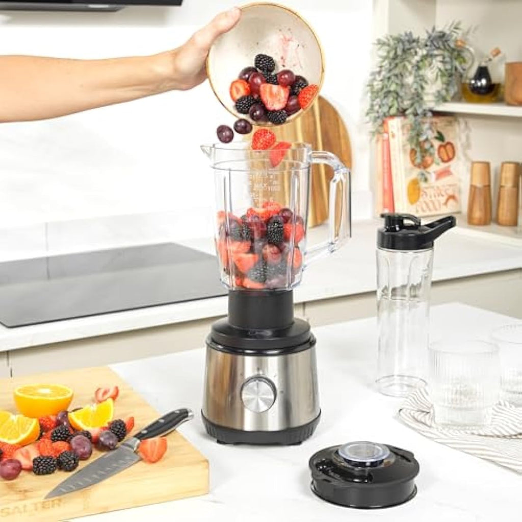 Salter 4-in-1 Juicer and Blender | 400W Smoothie Maker with Grinder
