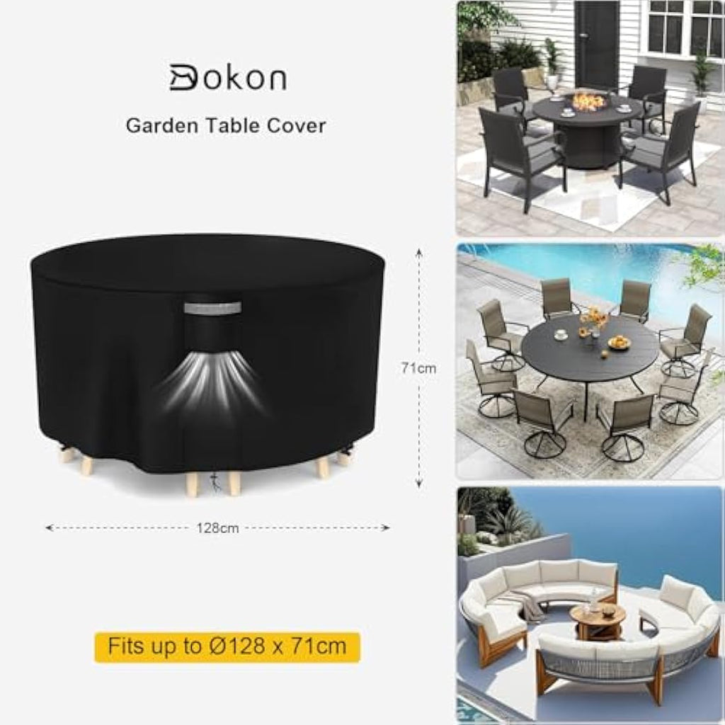 Dokon Round Garden Furniture Cover | Waterproof 420D Oxford | Ø128 x 71cm