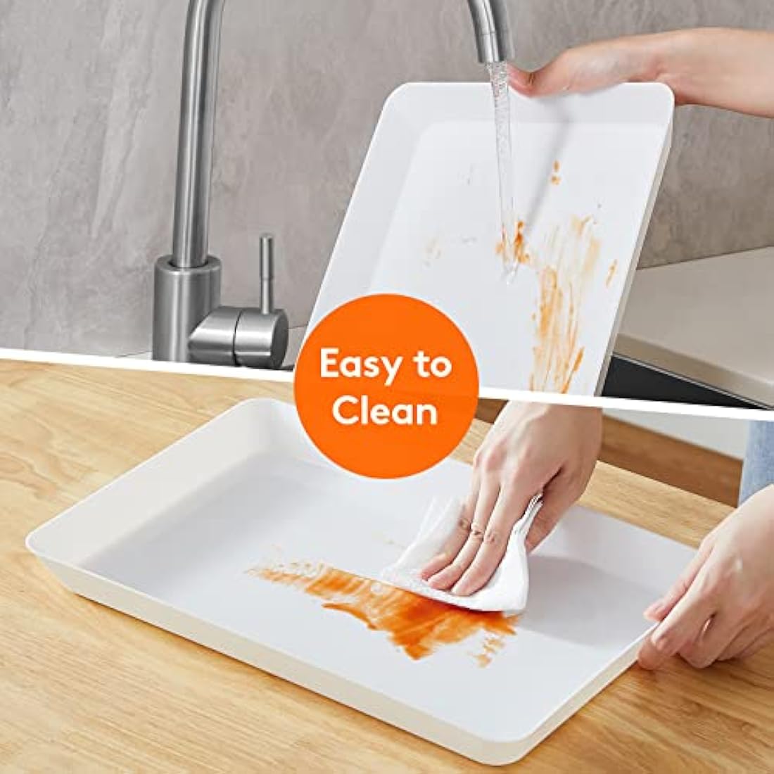 Lifewit White Plastic Serving Trays - 6 Pack Reusable Party Food Platters