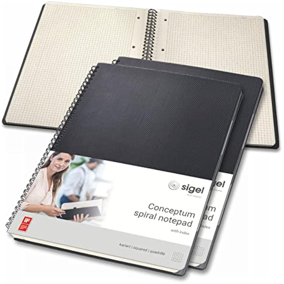 Sigel Conceptum A4 Spiral Notepad | Squared Hardcover - 3 Pack