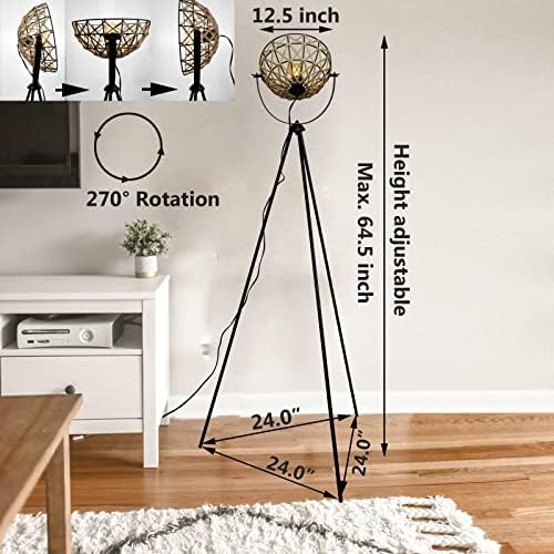 Jolof Store Geometric Rattan Floor Lamp – Boho Tripod Standing Light