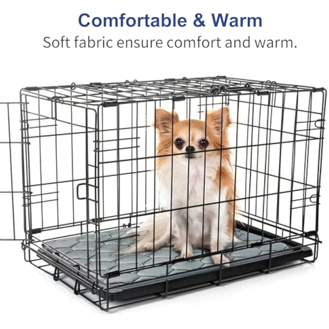 Geegoos Large Memory Foam Dog Crate Mat – Washable Pet Bed, Grey
