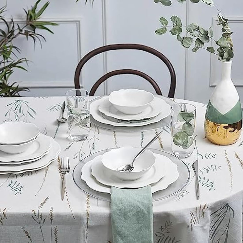 Karaca Daisy 12-Piece White Porcelain Dinner Set for 4 People