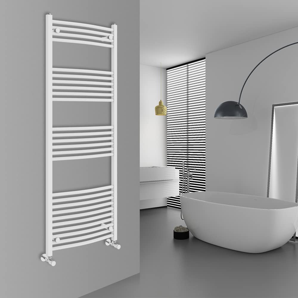 Warmehaus Curved Bathroom Heated Towel Rail Radiator White 1600x600mm - image 1
