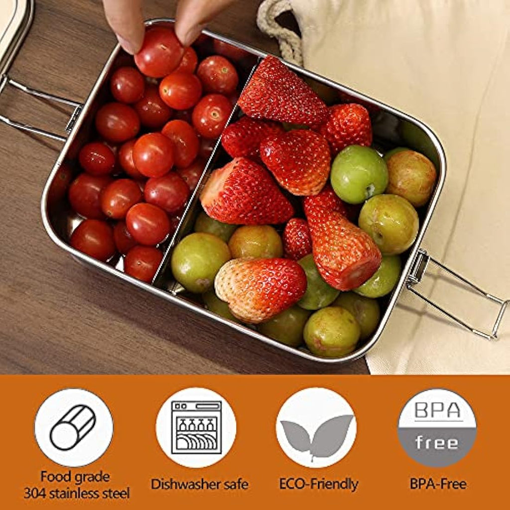 Nicelock 2-Tier Stainless Steel Lunch Box | 1960ml Leak-Proof Bento Box
