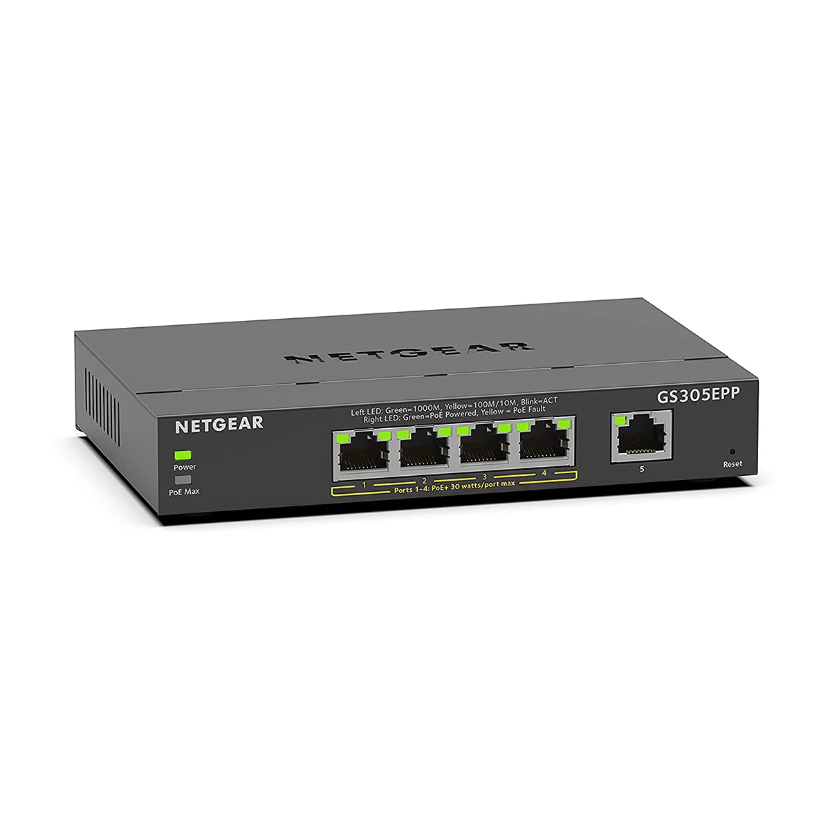NETGEAR GS305EPP 5-Port Gigabit Smart Switch with 4 PoE+ Ports (120W)