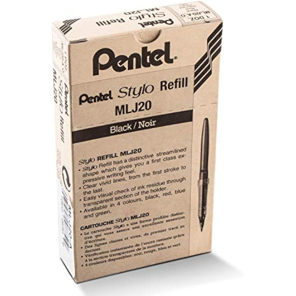 Pentel Arts Tradio Stylo Sketch Pen Refills - Black Ink - Box of 12