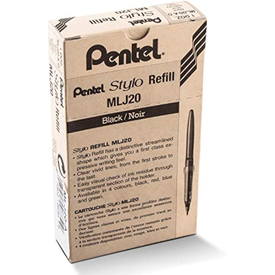Pentel Arts Tradio Stylo Sketch Pen Refills - Black Ink - Box of 12