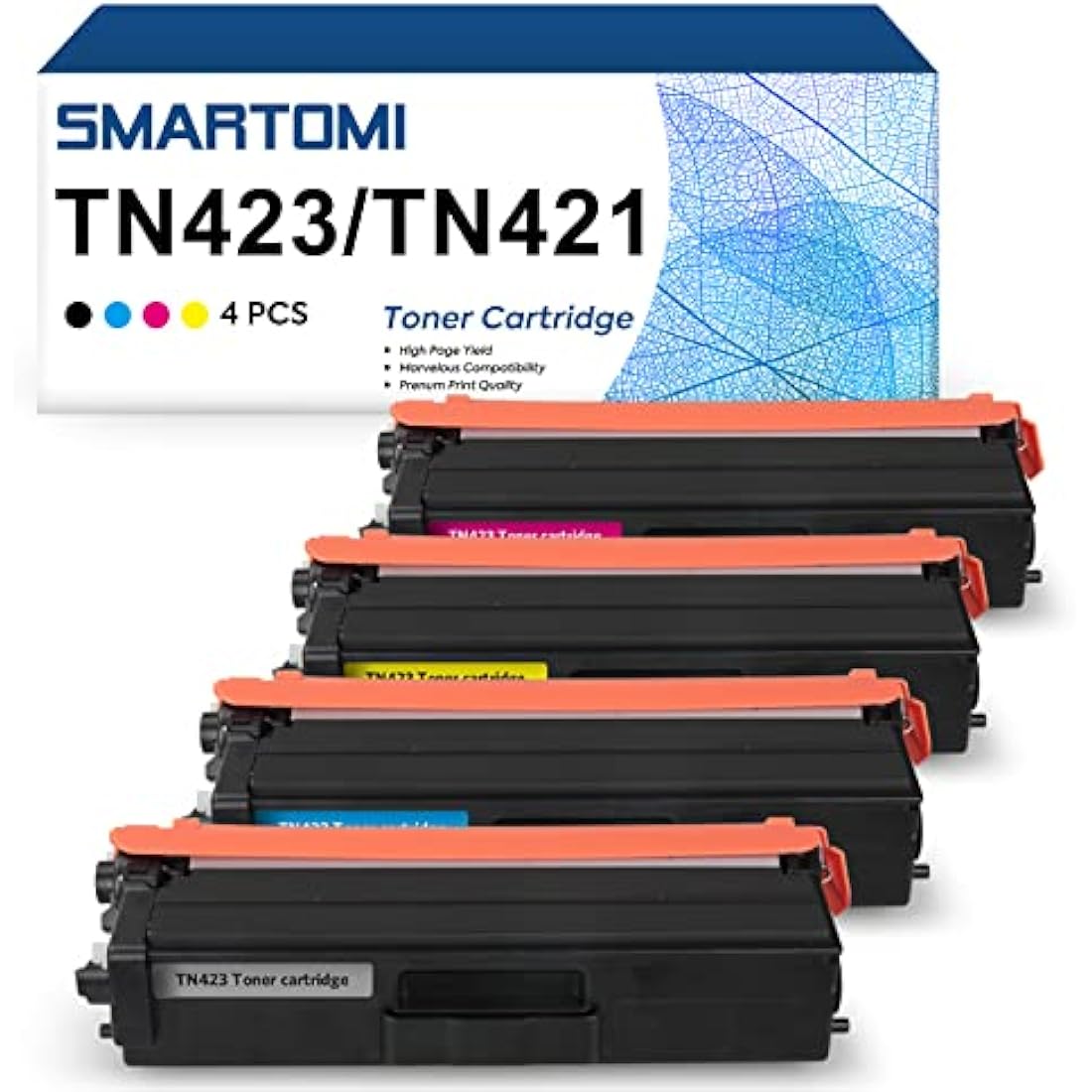 SMARTOMI TN423 TN421 Compatible Toner Cartridges 4-Pack for Brother