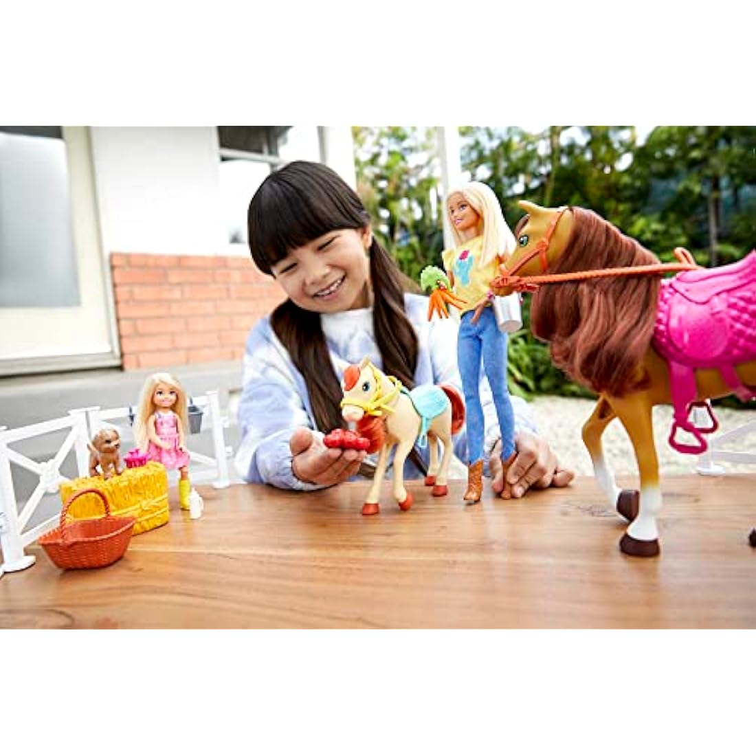 Barbie Hugs 'n Horses Playset with 2 Dolls, 2 Horses and 15+ Accessories