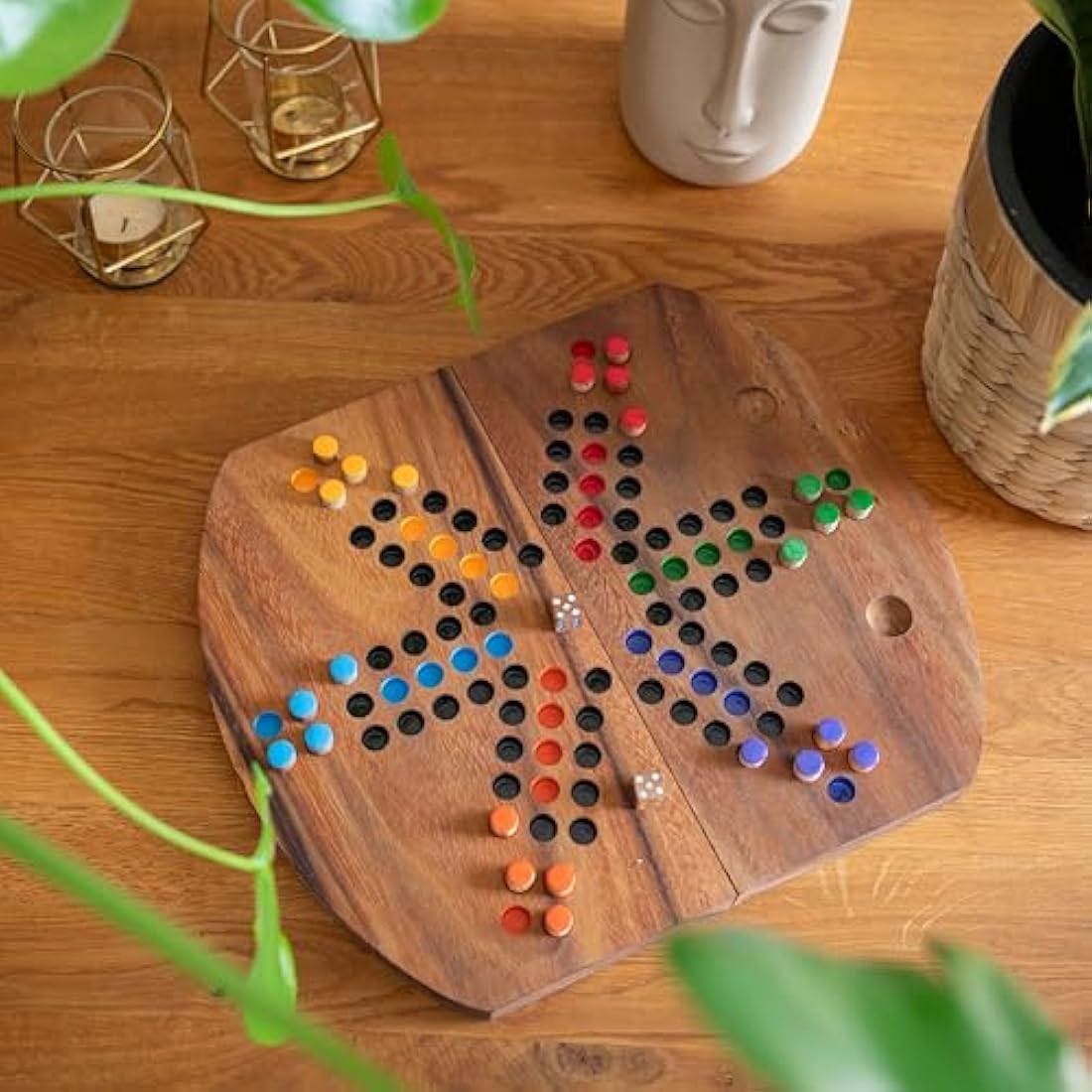 Jolof Store Ludo für 6 Spieler – Klappbares Brettspiel aus Holz