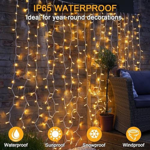 Yowin 2-Pack Curtain Lights | 600 LED 6m x 3m Waterproof Fairy Lights