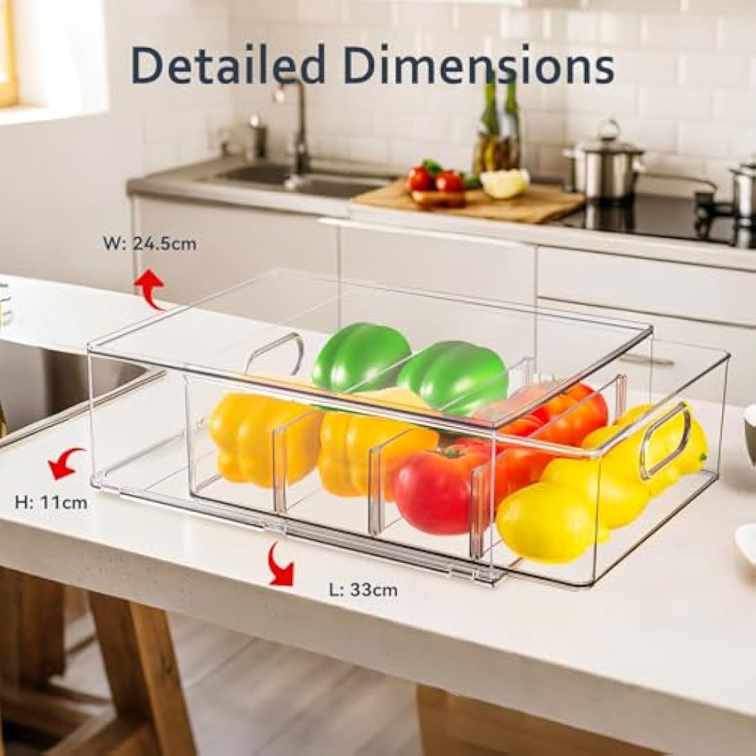 Jolof Store Clear Fridge Drawer Organizer – Stackable BPA-Free Bin