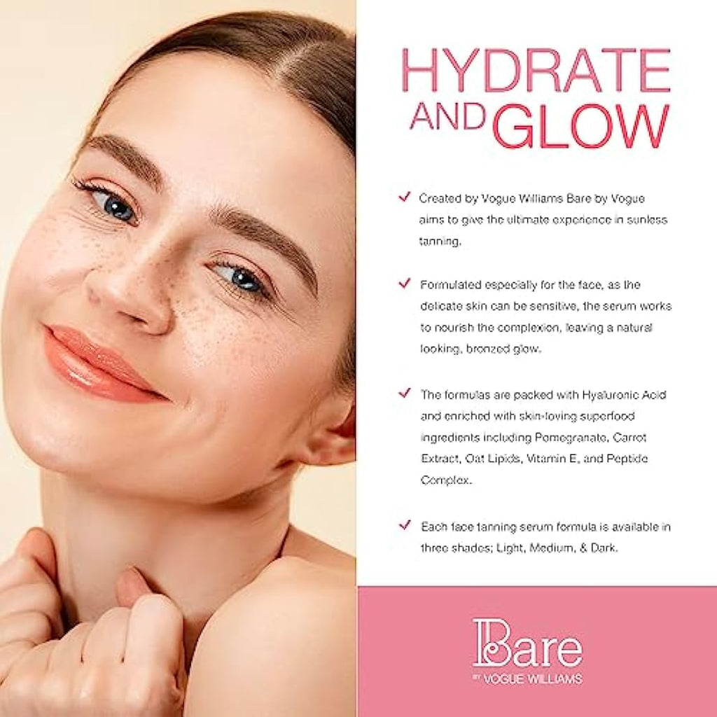 Bare by Vogue Light Face Tanning Serum – Hydrating Self-Tanning Formula