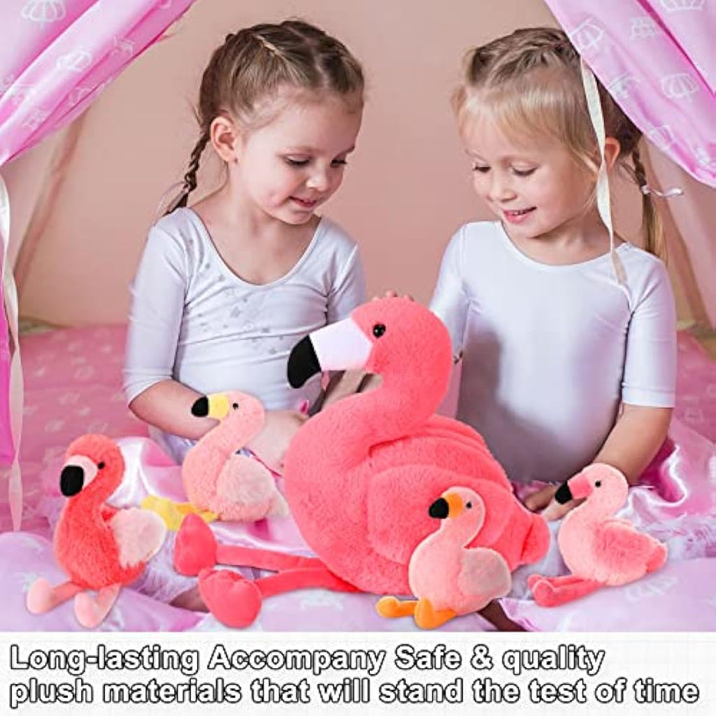Jolof Store Flamingo Stuffed Animal Set – 18 Inch Mommy with 4 Babies