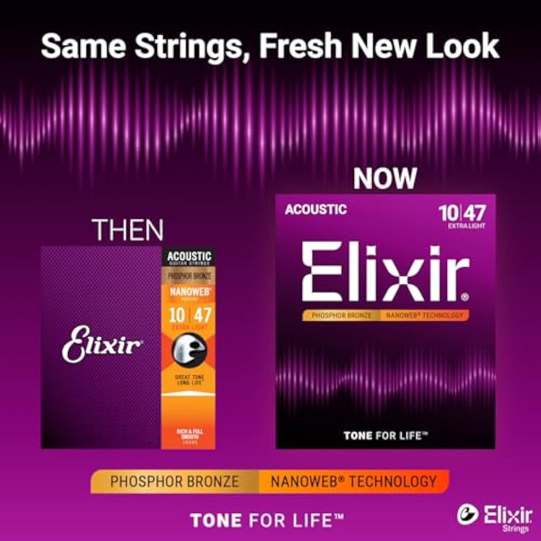 Elixir Phosphor Bronze Acoustic Guitar Strings | Nanoweb Extra Light