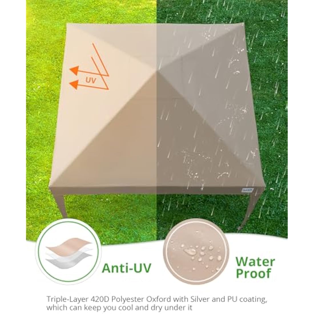 Quictent 3x3m Pop Up Canopy Gazebo with Sidewalls | 10x10ft Beige Tent