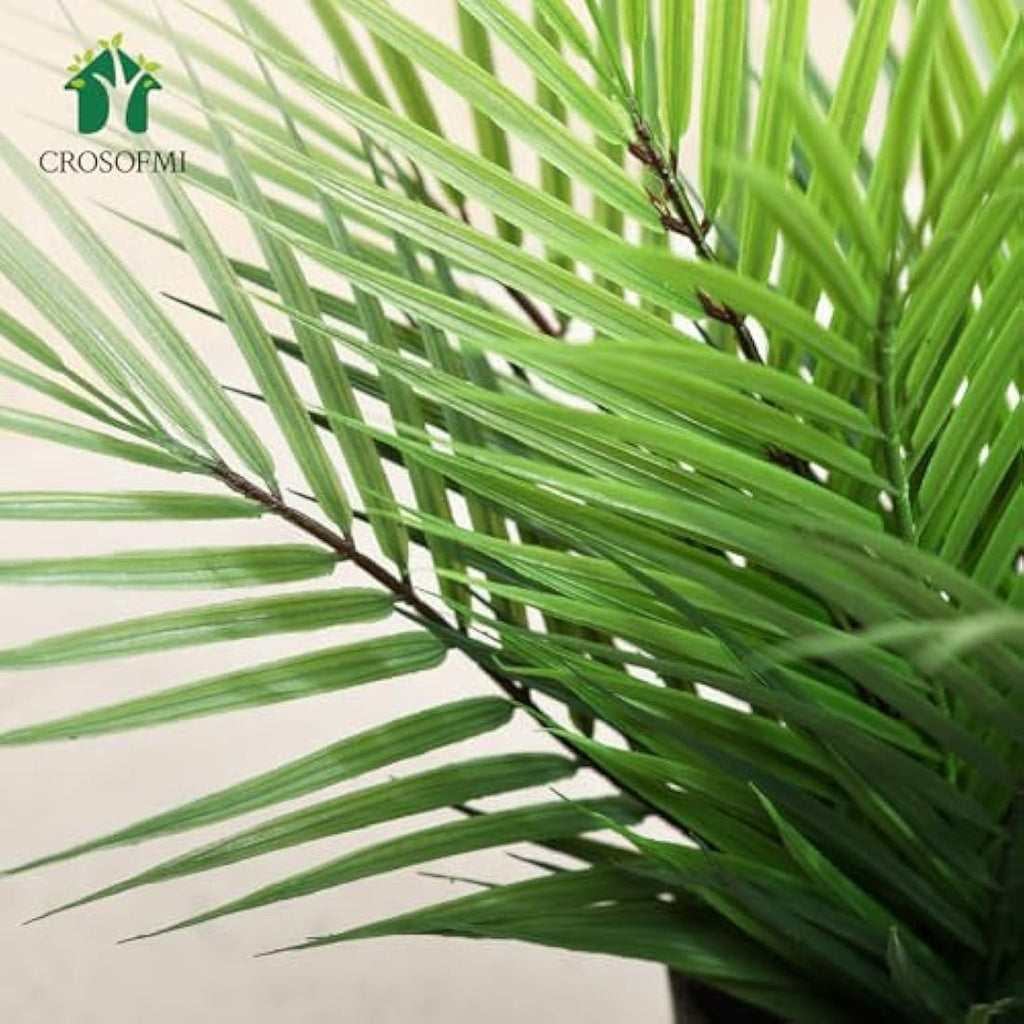 CROSOFMI Artificial Areca Palm Tree 35cm - Faux Tropical Plants (2 Pack)