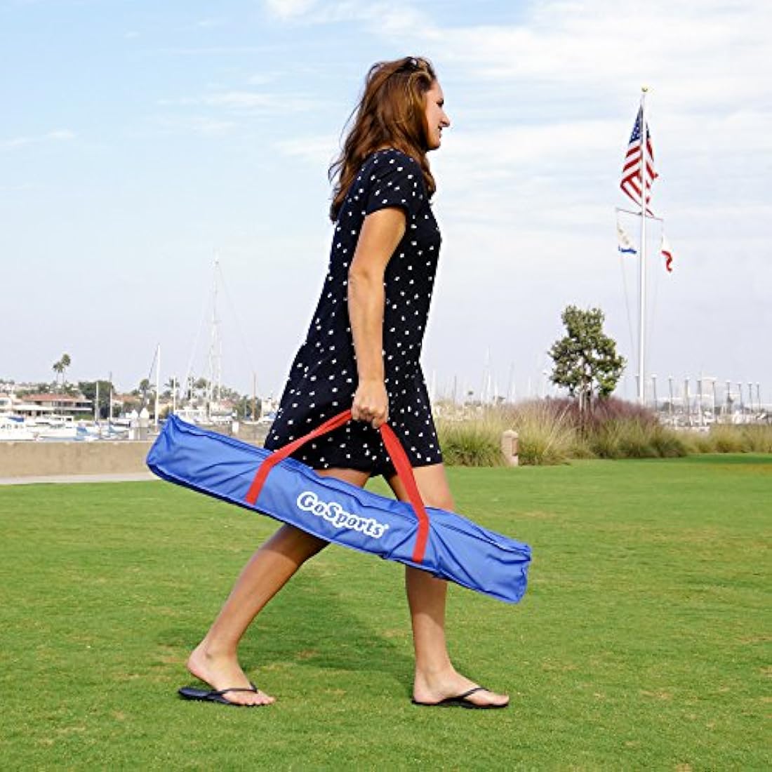 GoSports Portable PVC Cornhole Game Set with 8 Bean Bags - Red & Blue