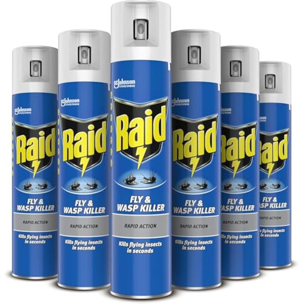 Raid Rapid Action Fly & Wasp Killer Spray, Indoor Use - 6 x 300ml