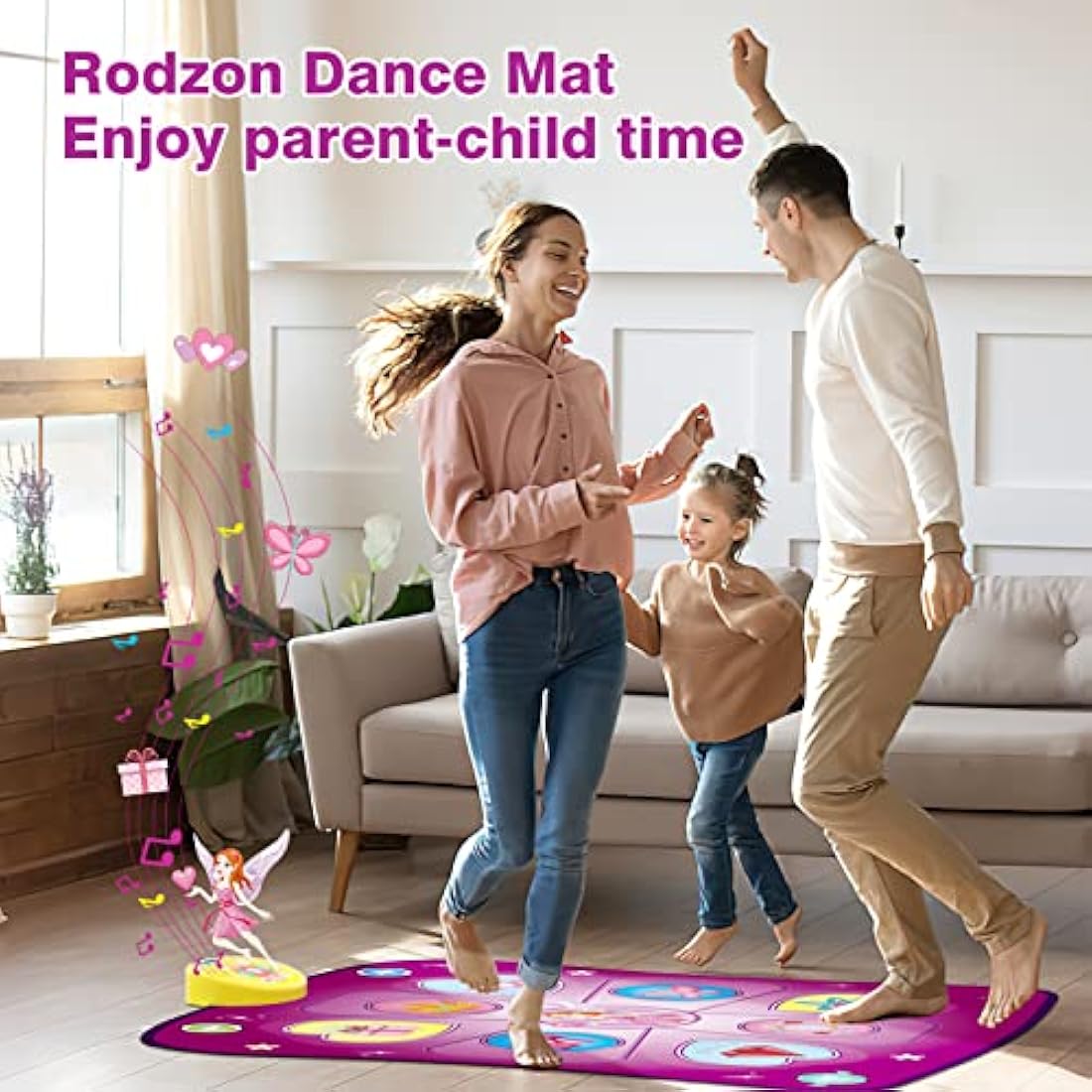 Rodzon Purple Dance Mat for Girls – LED Musical Play Mat with 3 Game Modes