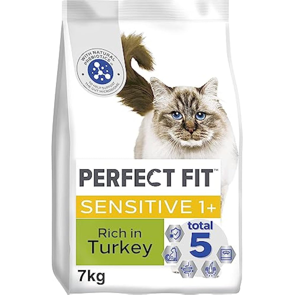Perfect Fit Sensitive Adult 1+ Dry Cat Food - Rich in Turkey (7kg)