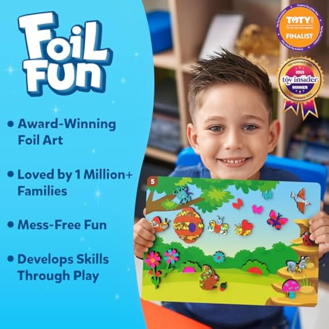 Skillmatics Foil Fun Bugs & Butterflies - Mess-Free Art Kit for Kids