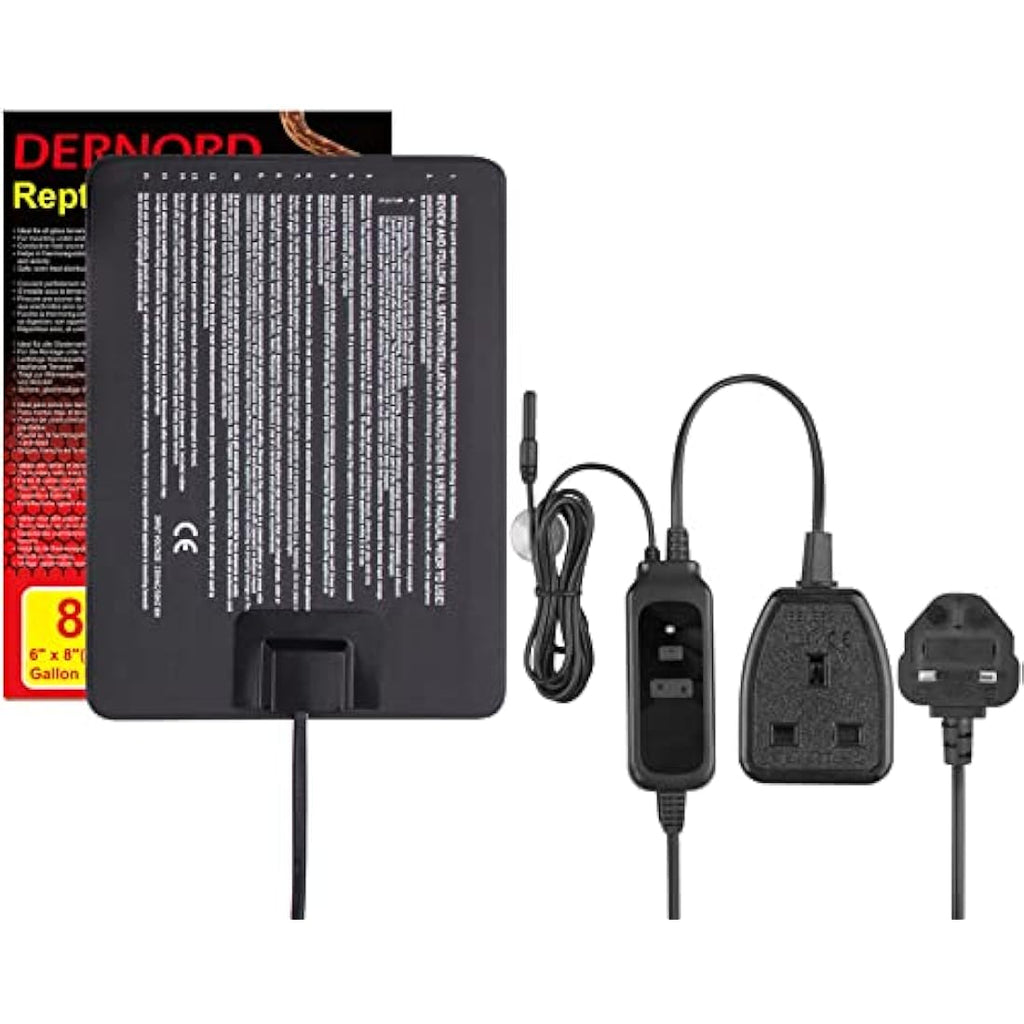 DERNORD Reptile Heat Mat with Digital Thermostat - 8W Under Tank Heater