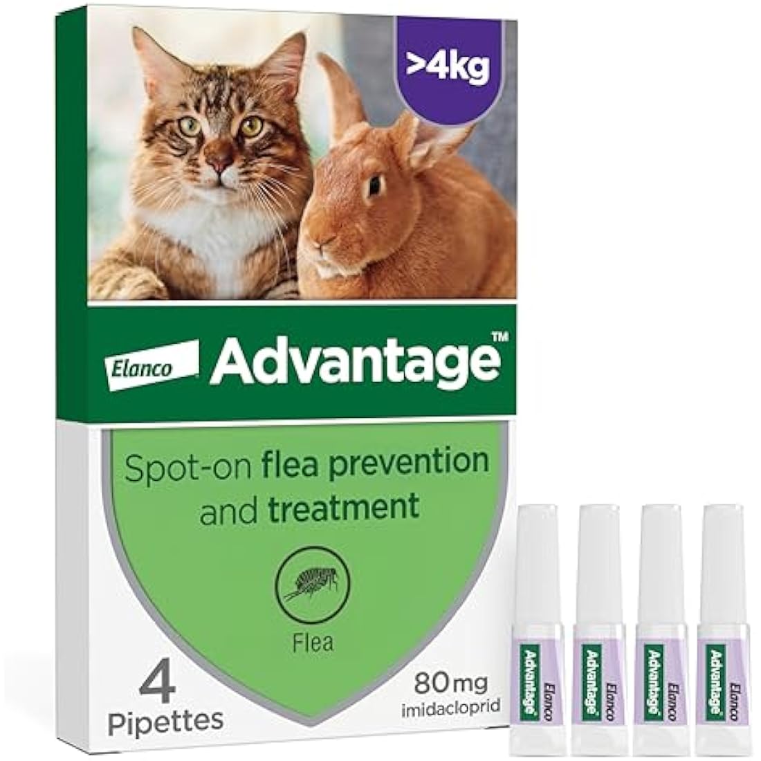 Advantage Flea Treatment for Large Cats and Rabbits Over 4kg | 4 Pipettes