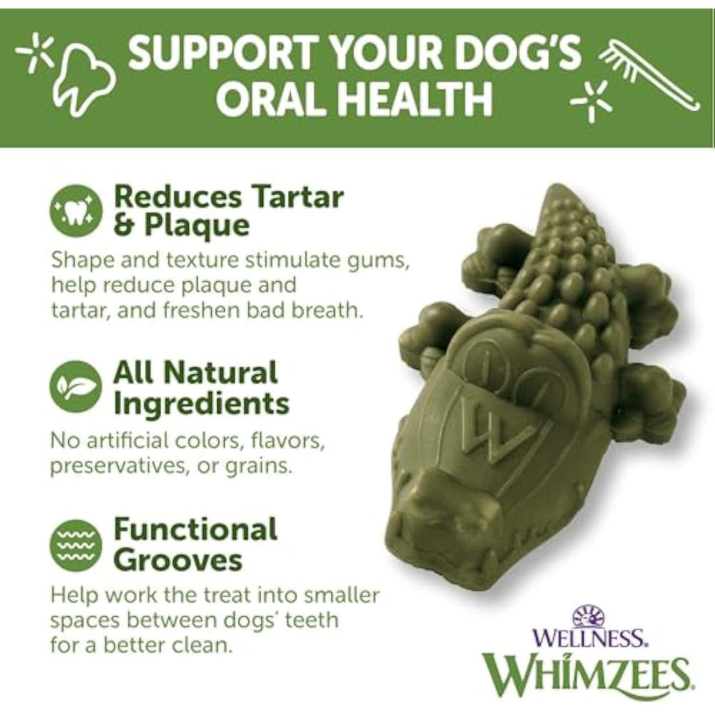 WHIMZEES Alligator Dental Chews for Medium Dogs - Grain-Free, 12 Count