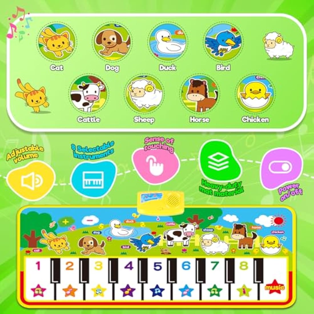 m zimoon Kids Piano Mat – Large Musical Floor Carpet for Toddlers