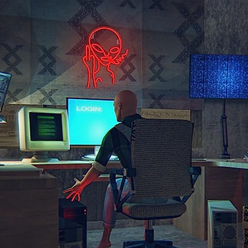 SIGNSHIP Red Alien Neon Sign | USB LED Wall Decor for Bedroom & Bar