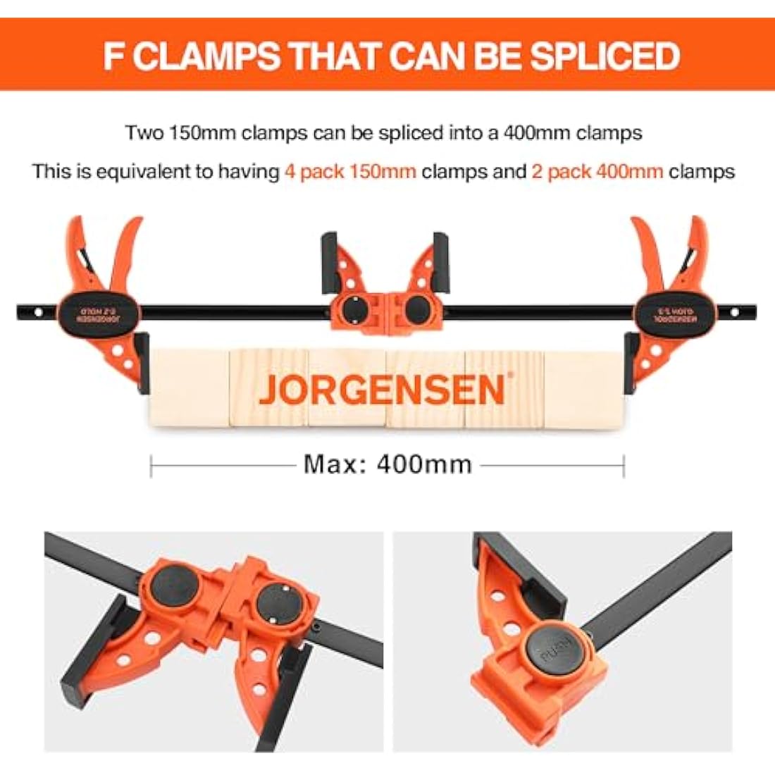 Jorgensen 150mm Woodworking Clamps | 4-Pack Quick Release Ratchet Bar