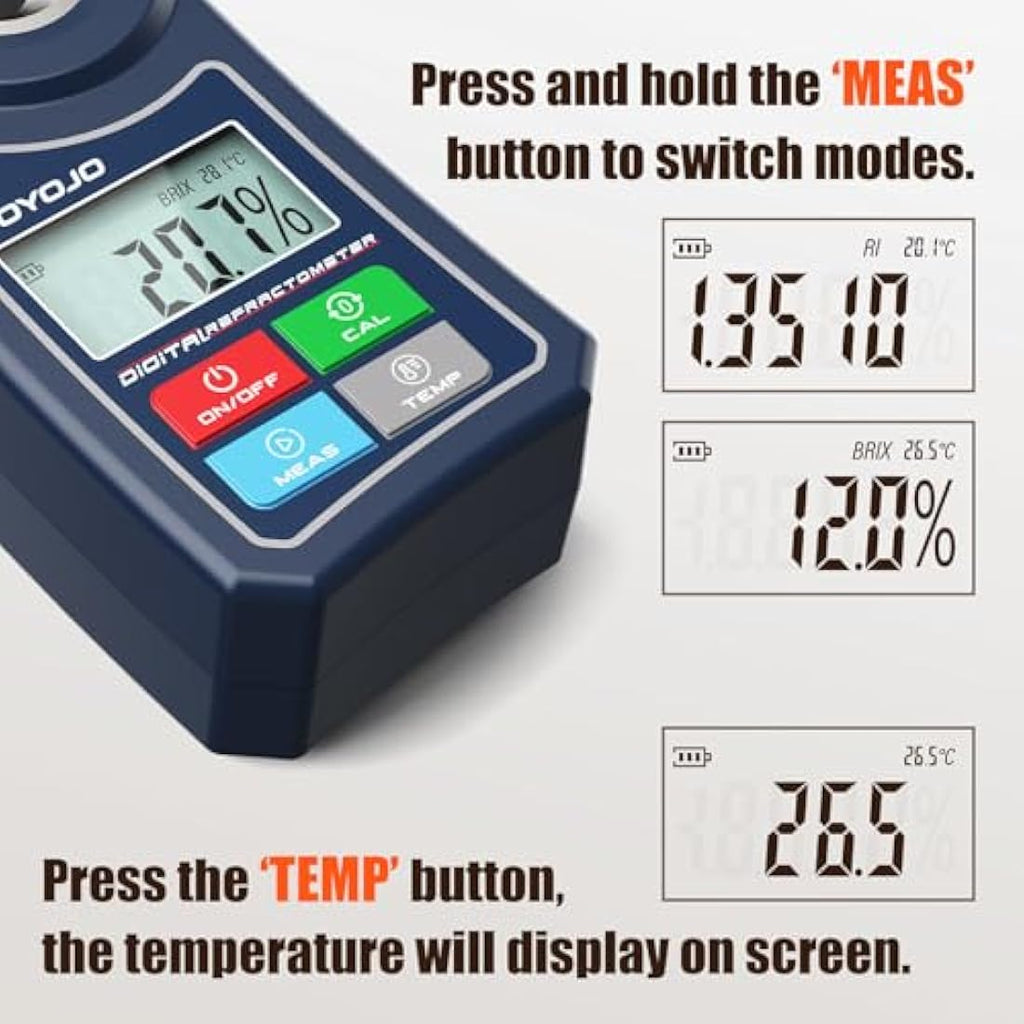 Digital Brix Refractometer | 0-55% Sugar Meter with ATC