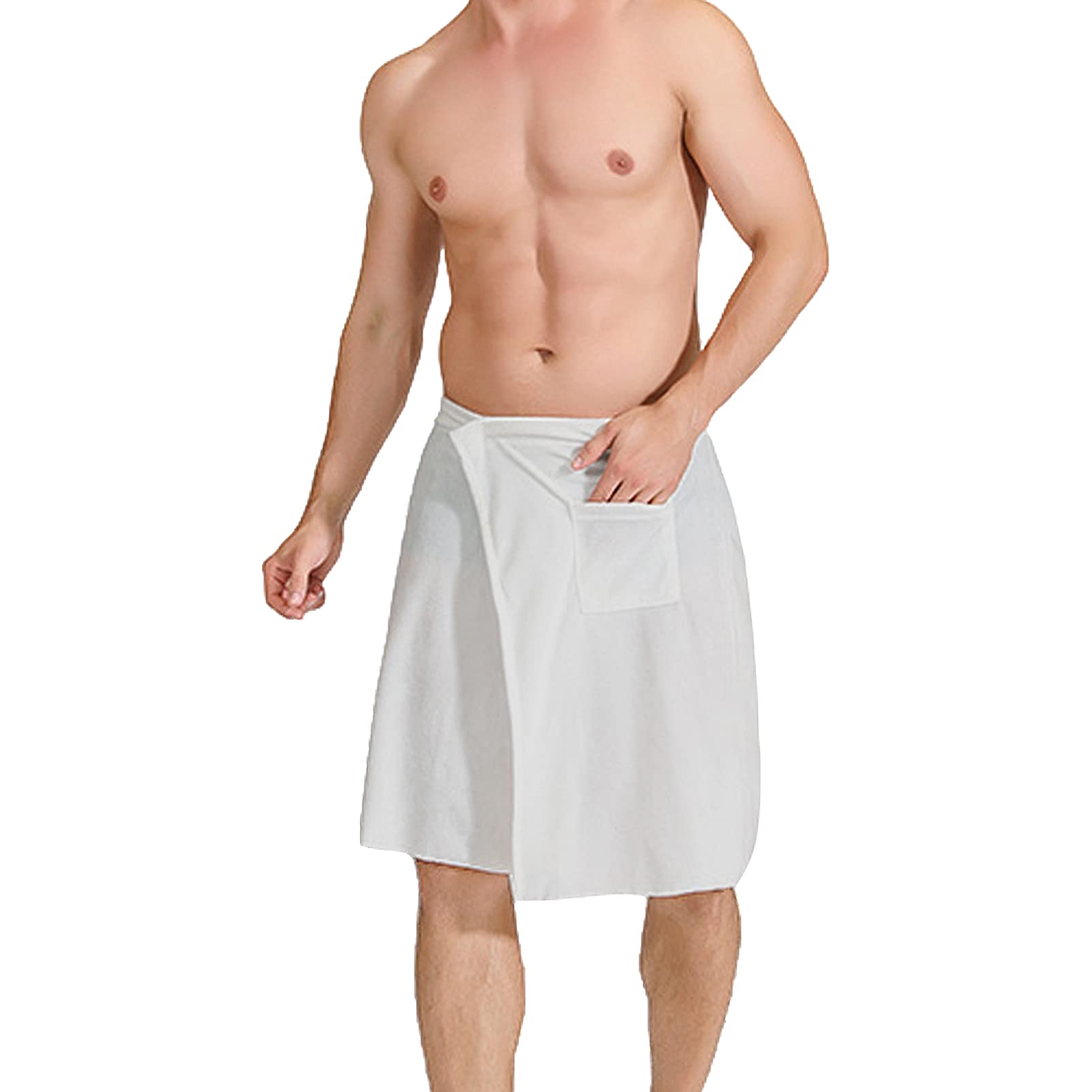 Jamron Men's Adjustable Bath Towel Wrap – Coral Fleece Sauna Kilt