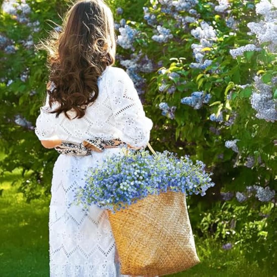 Jolof Store Blue Artificial Baby Breath Flowers - 10Pcs Fake Gypsophila