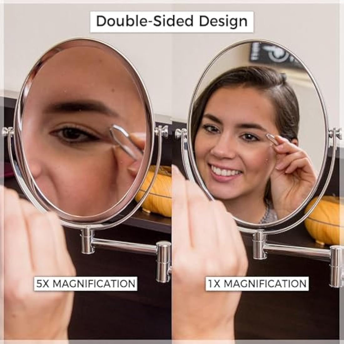 Mirrorvana Oval Wall Mount Bathroom Mirror – 5X Magnification Chrome