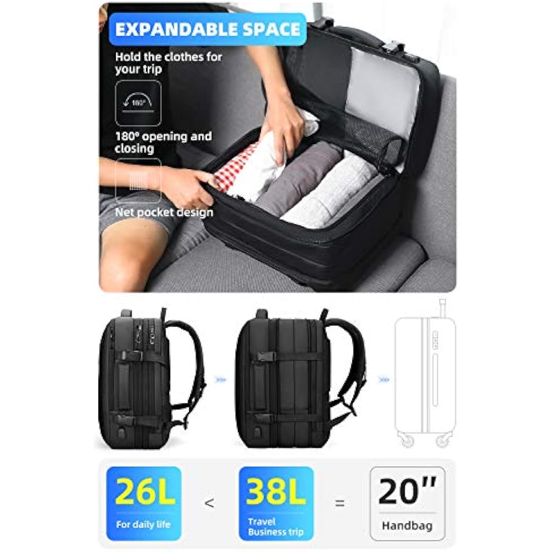 Mark Ryden Expandable 17.3 Laptop Backpack | 38L Travel Business Bag
