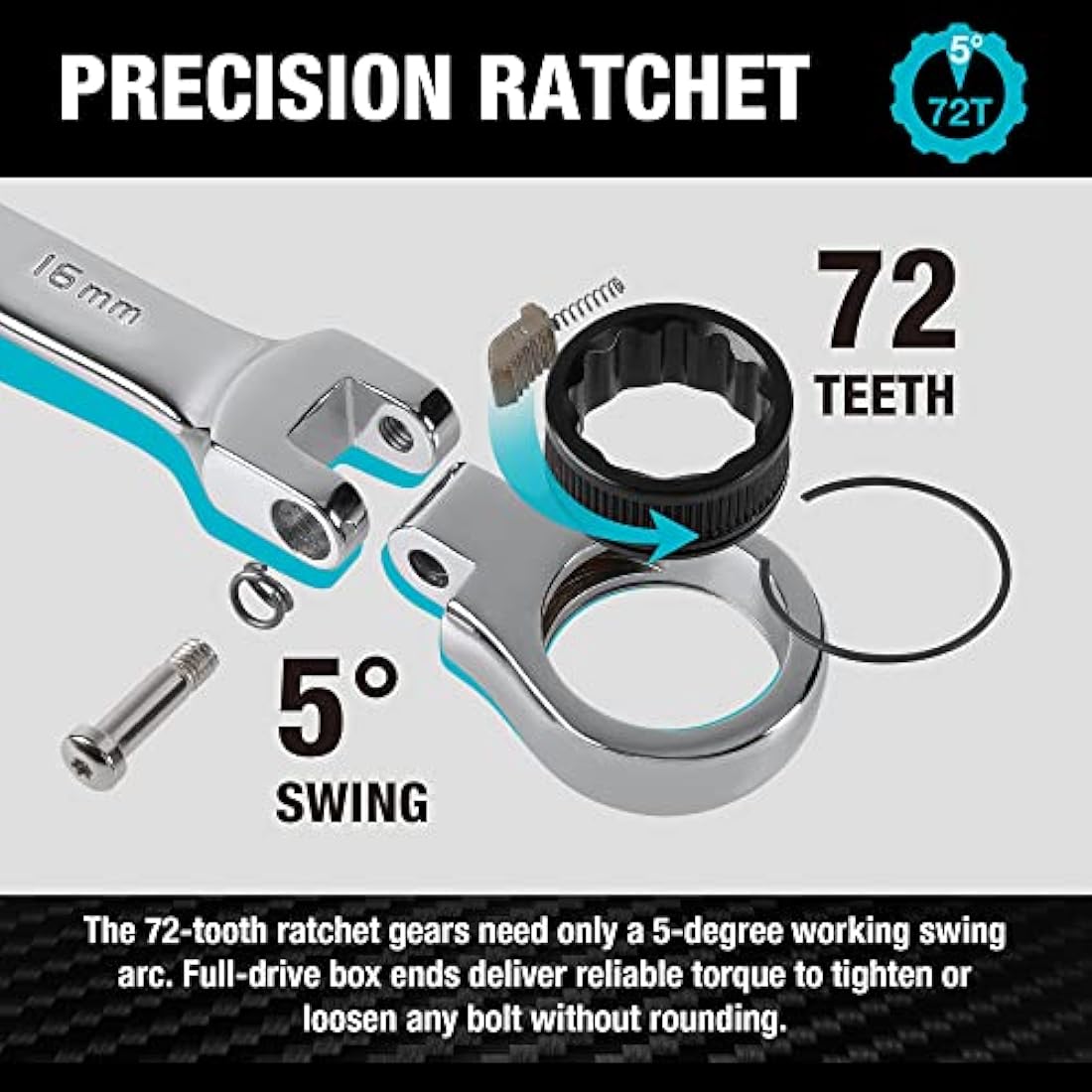 DURATECH 12-Piece Flex-Head Ratchet Spanner Set | Metric 8-19mm Steel