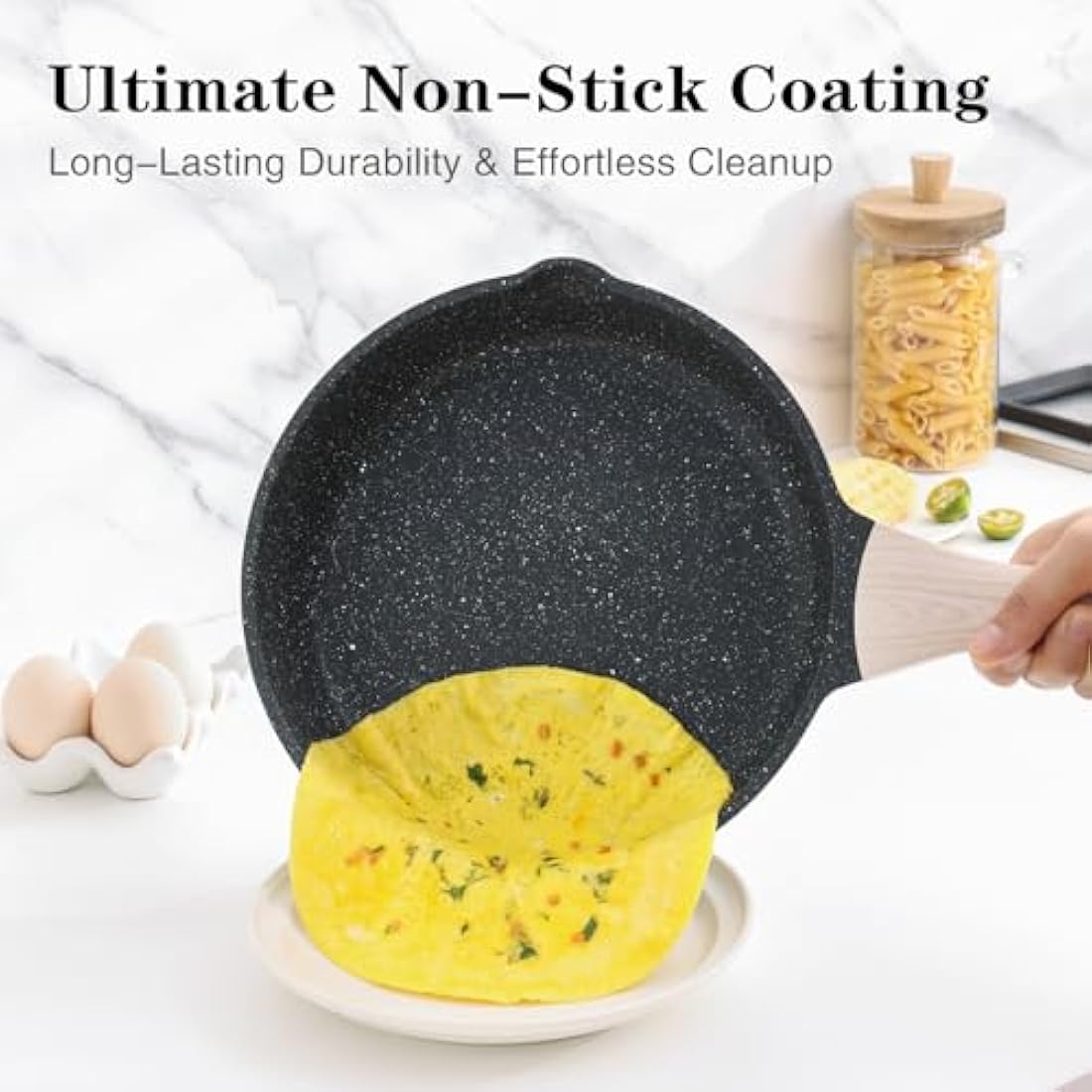 Kordisen 28cm Nonstick Granite Frying Pan | Induction Skillet with Spouts
