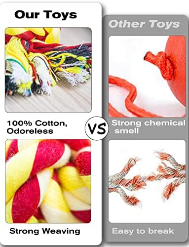 Dog Rope Toys - 10 Pack Puppy Teething and Tug of War Set