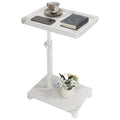 Simcat Adjustable Height C Shaped Side Table With Wheels, 360° Rotated Tray