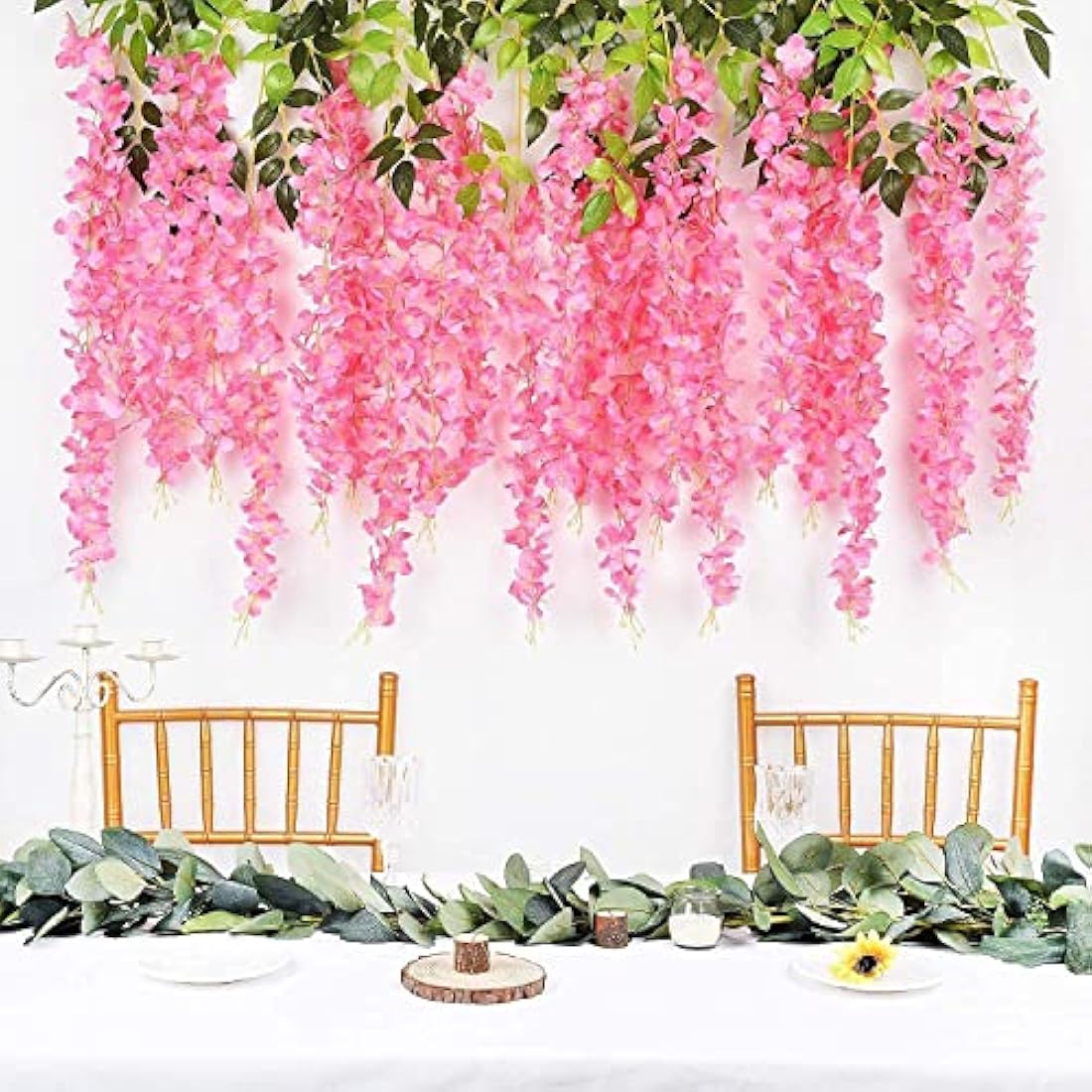 12pc Artificial Wisteria Vine Hanging Silk Flower Garland – Pink