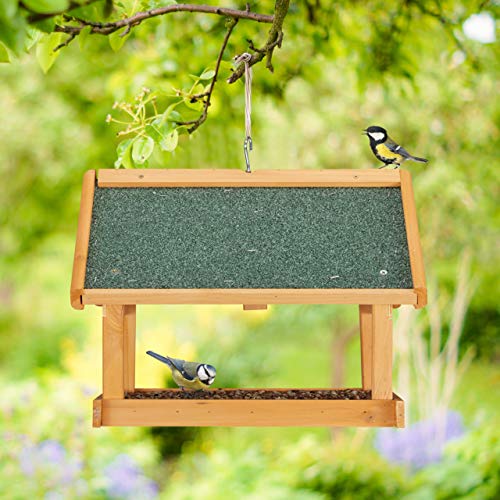 Relaxdays Wall Mounted Wooden Bird House - Outdoor Wild Bird Feeder