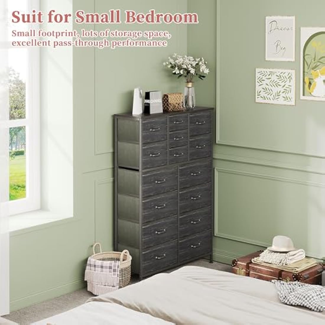 Jolof Store 15-Drawer Fabric Dresser | Large Bedroom Chest of Drawers