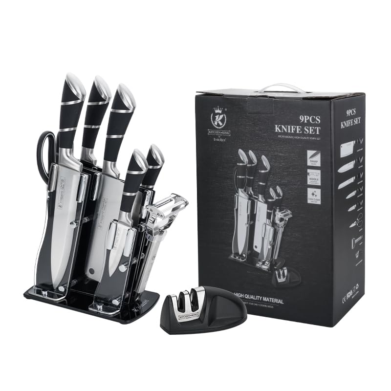 Ever Rich 13-Piece Stainless Steel Kitchen Knife Block Set - Ultra Sharp