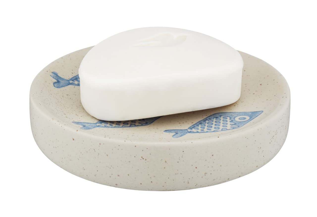 WENKO Aquamarine Ceramic Soap Dish – Hand-Painted Maritime Design
